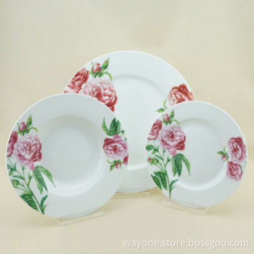 18-piece Porcelain Dinnerware Set, Rose Design